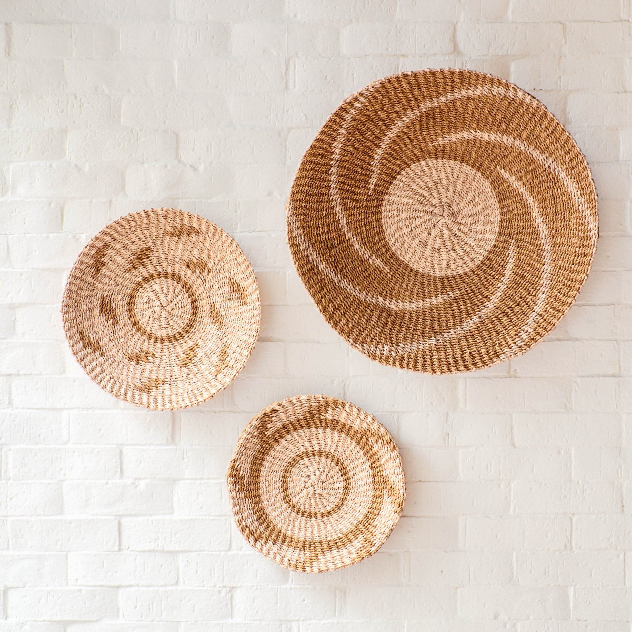 LIKHÂ Natural + Brown Wall Baskets, Small - Round Wall Baskets | LIKHÂ LIKHÂ | Heirloom Boulevard