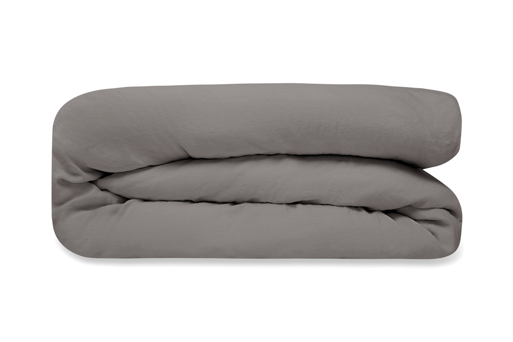 French Presse Linens Washed Linen Duvet Cover Smoke | Heirloom Boulevard