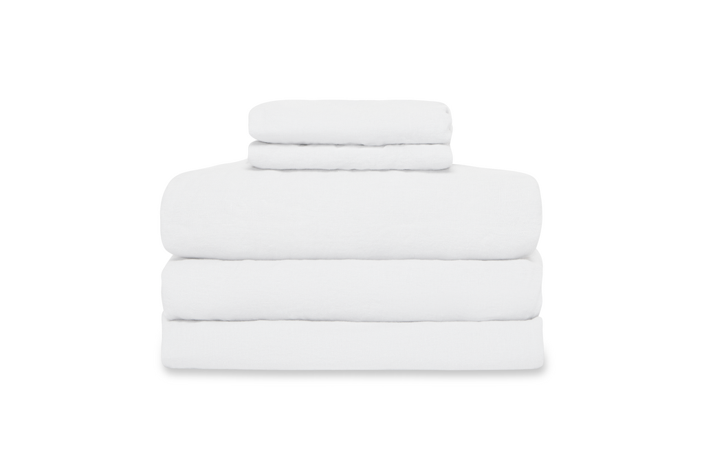 French Presse Linens Washed Linen Sheet Set White | Heirloom Boulevard