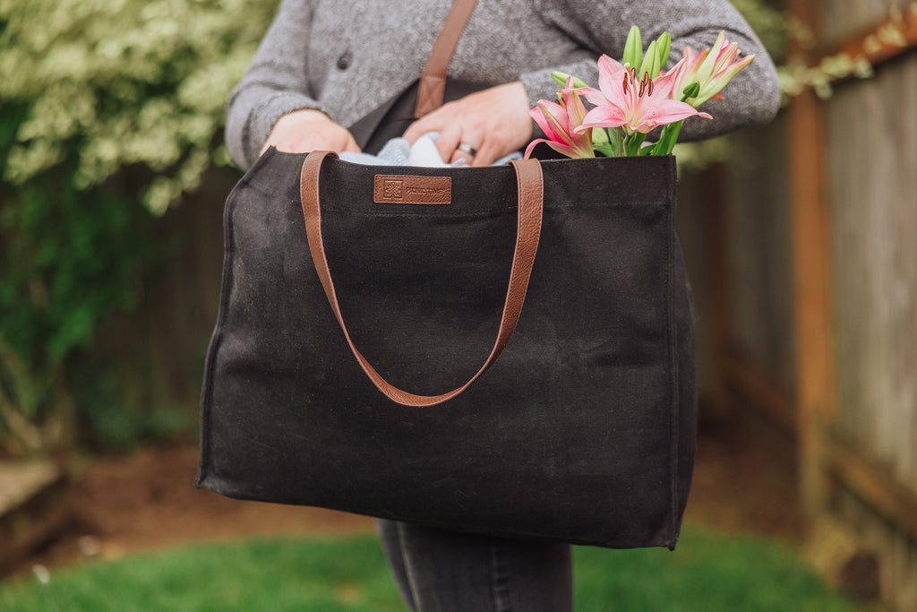 Legacy Market Waxed Canvas Tote with Leatherette Handles